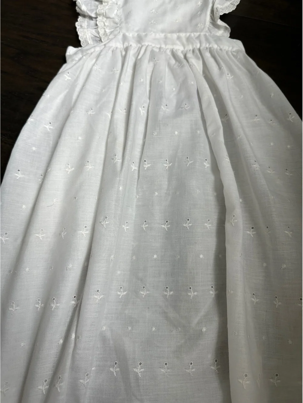 Vintage Handmade Girl's Apron pinafore Dress White Embroidered
